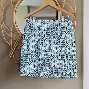 Ann Taylor Factory NWT Blue‎ Green and White Pencil Skirt Sz 8